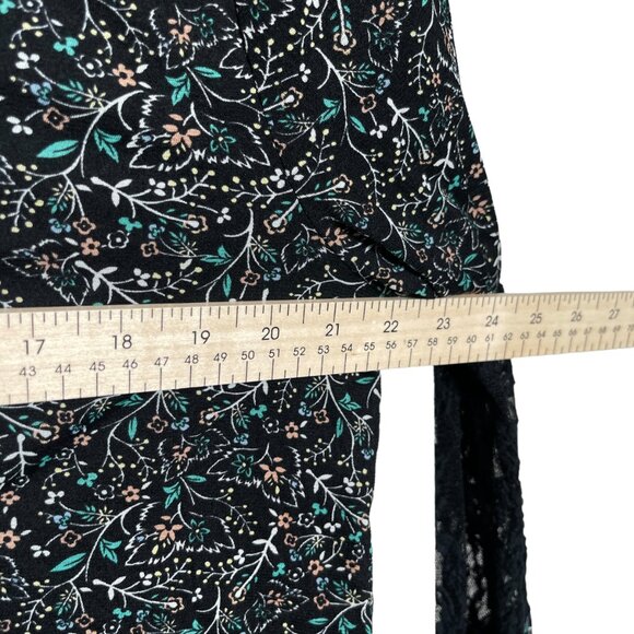 Style & Co Top Blouse XXL Black Blue Floral Embroidered Lace Boho Peasant - Picture 10 of 10